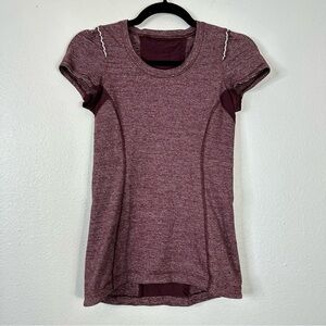 Lululemon star runner short sleeve bordeaux stripes athletic casual outdoors